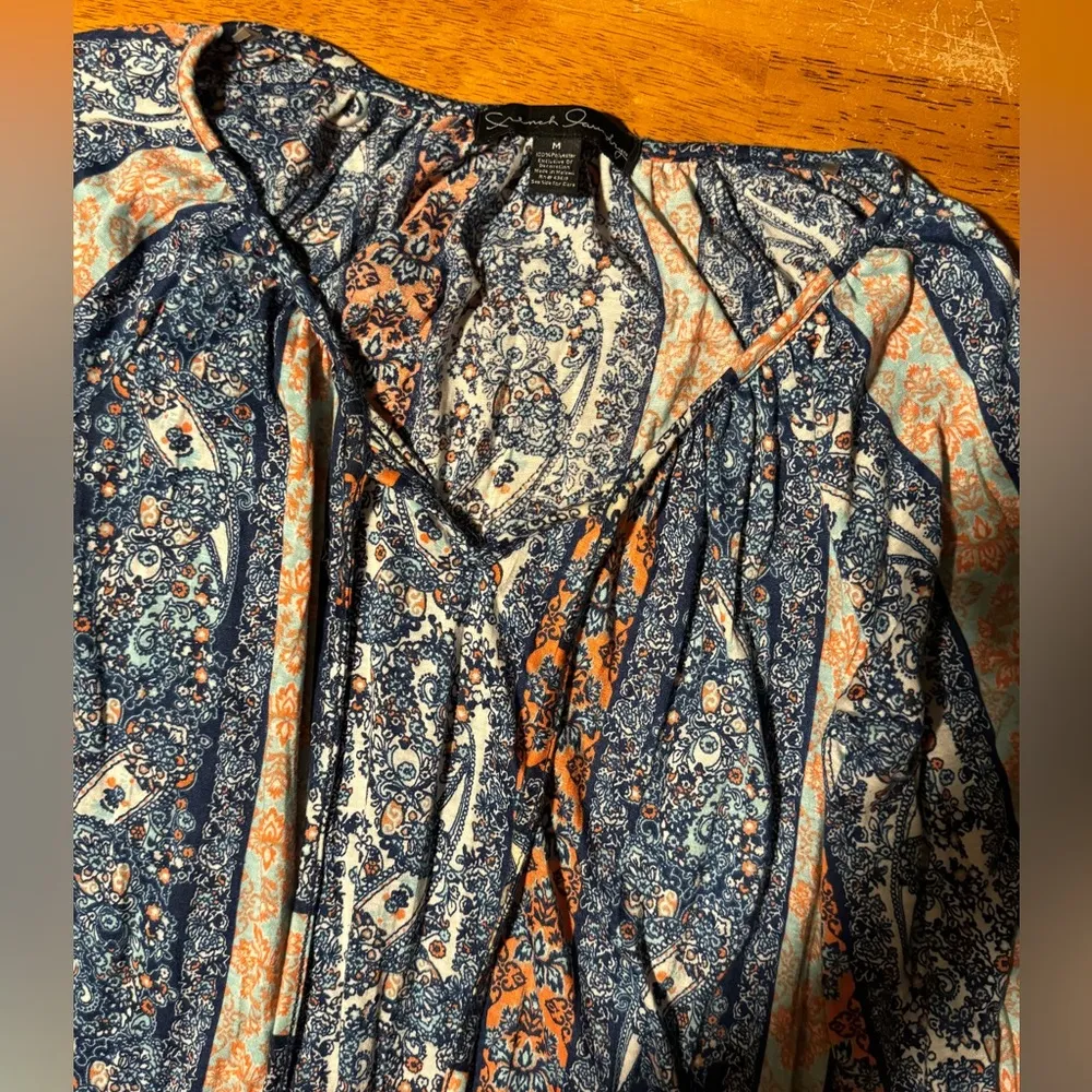 French Laundry blouse with lace hem boho loose fit - Image 3