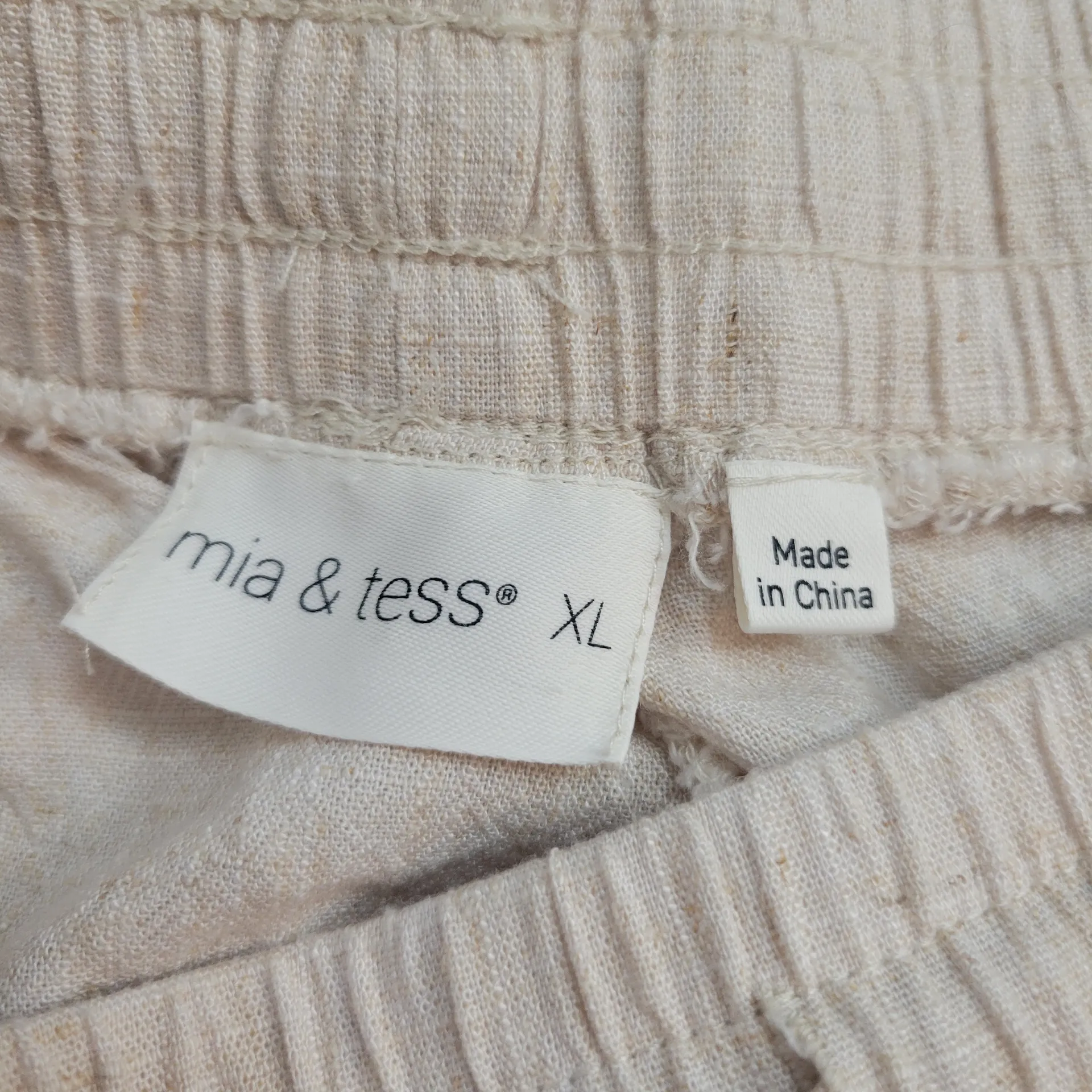 Mia & Tess Beige Cropped Capri Wide Leg Linen Rayon Blend Pants Sz XL - Image 3