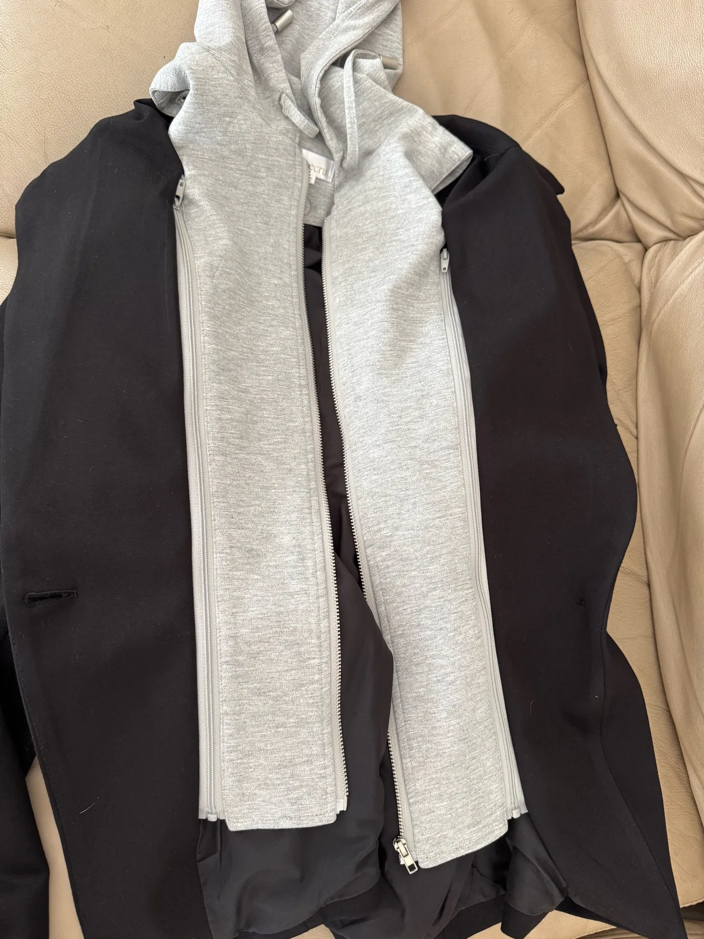 ecru Black Blazer with Grey Hoodie Insert. MSRP $155. Size 12P - Image 12
