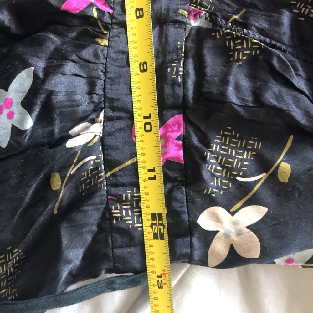 Free People Black Floral V-Neck Knee Length Silk Dress - XS - Image 11