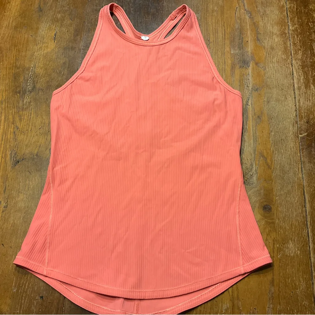 Lululemon Base Pace Ribbed Tank Top Raspberry Cream Sz 2/4 - Image 2
