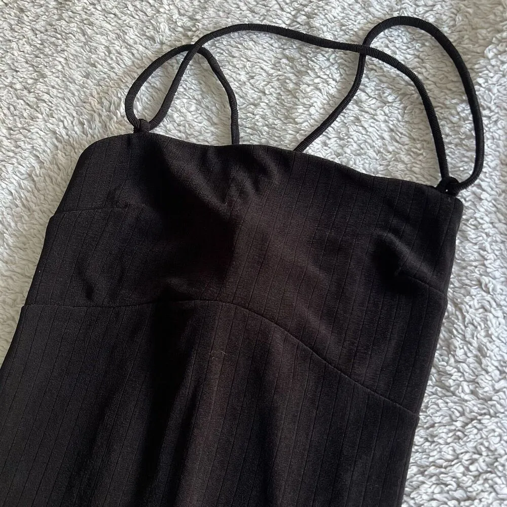 Free People Intimately Dress Medium Black Thin Strappy Tie Back Mini Dress NWT - Image 5