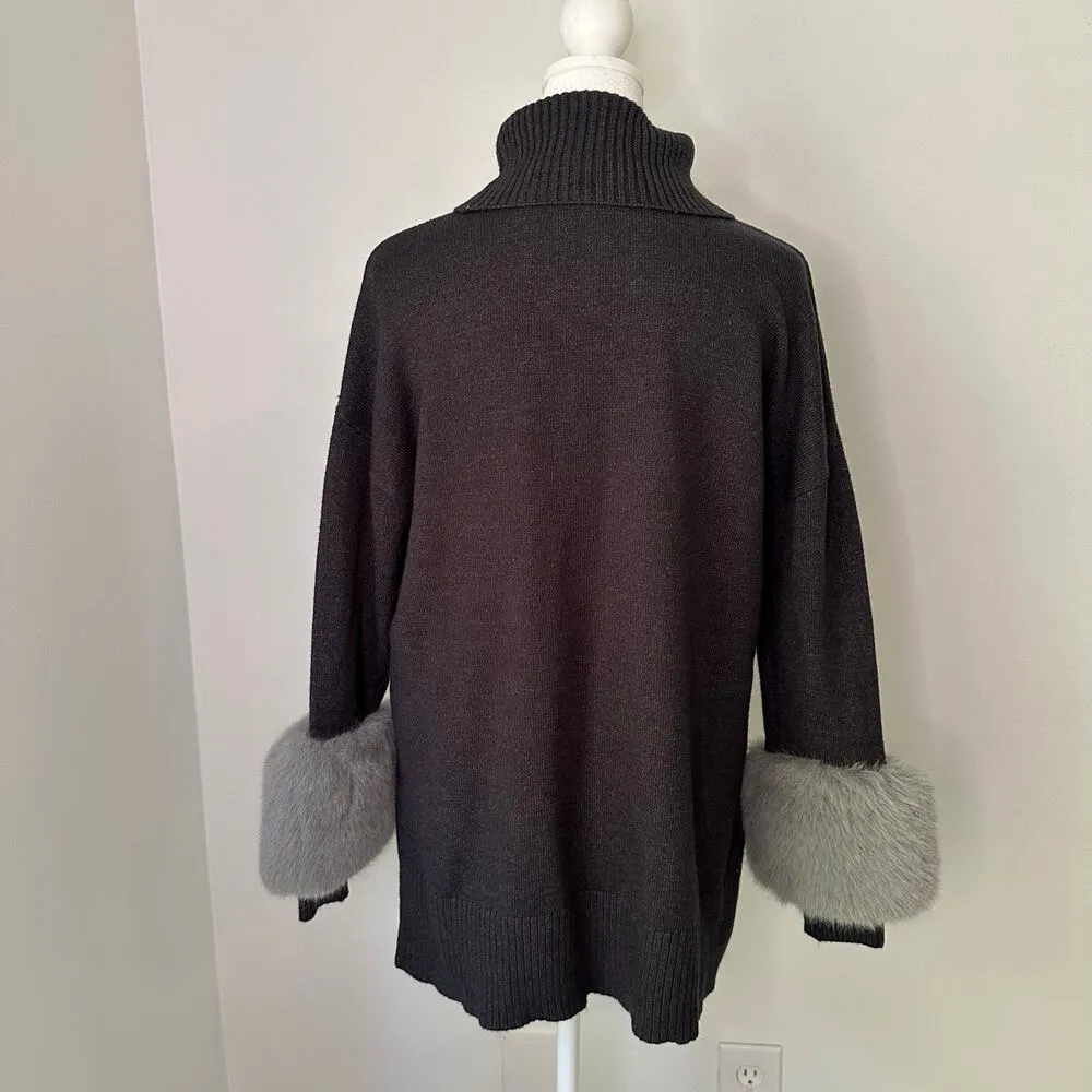 Saks Fifth Avenue dark gray turtleneck knit sweater size S - Image 4