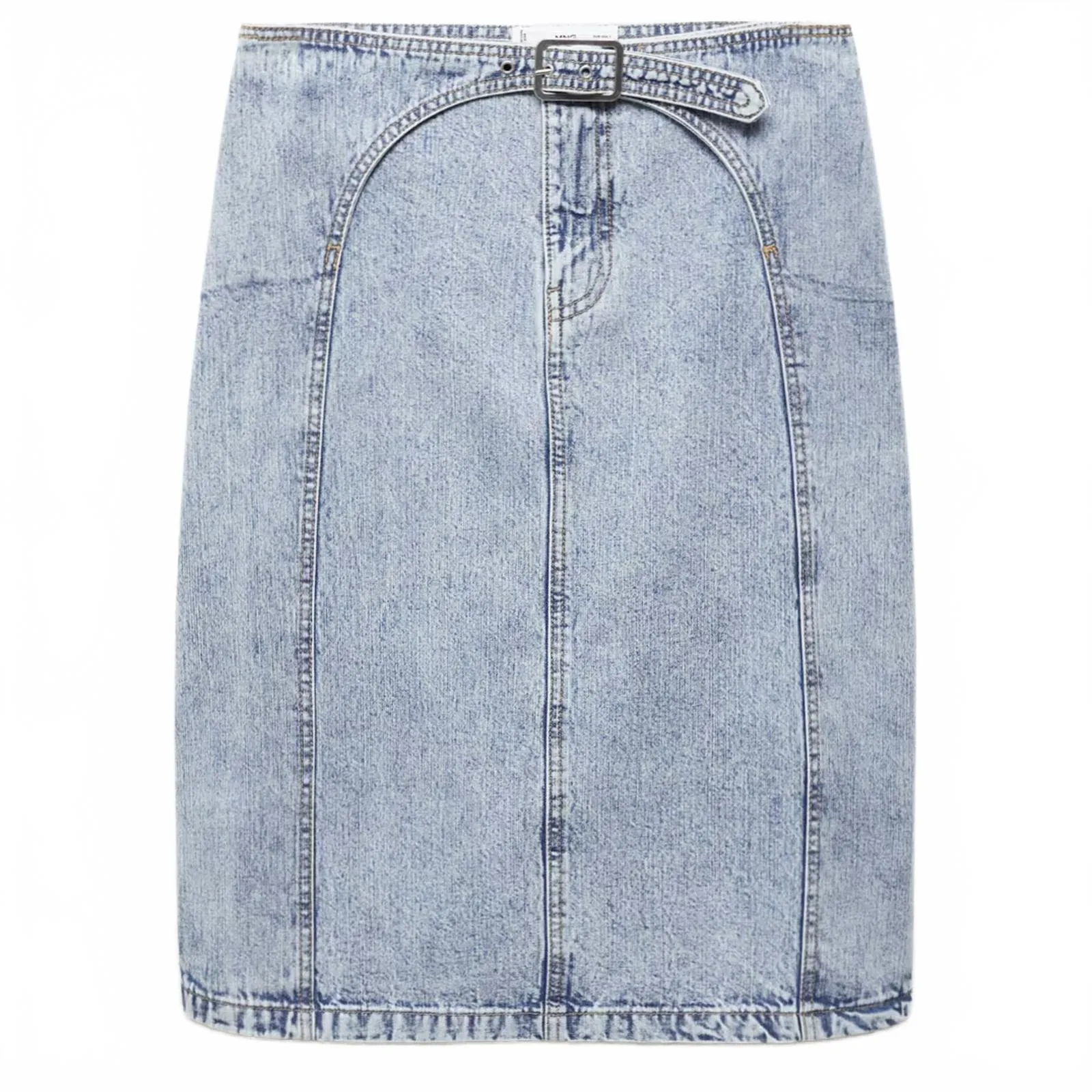 Mango Falda Denim Midi Skirt with Belt Indigo Blue Wash NWT XS - Image 2