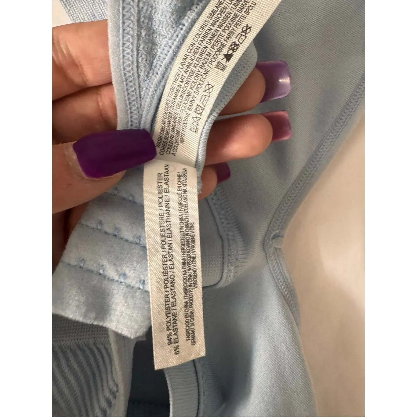 Primark Light Blue Ribbed Bralette Top | Size Small - Image 4