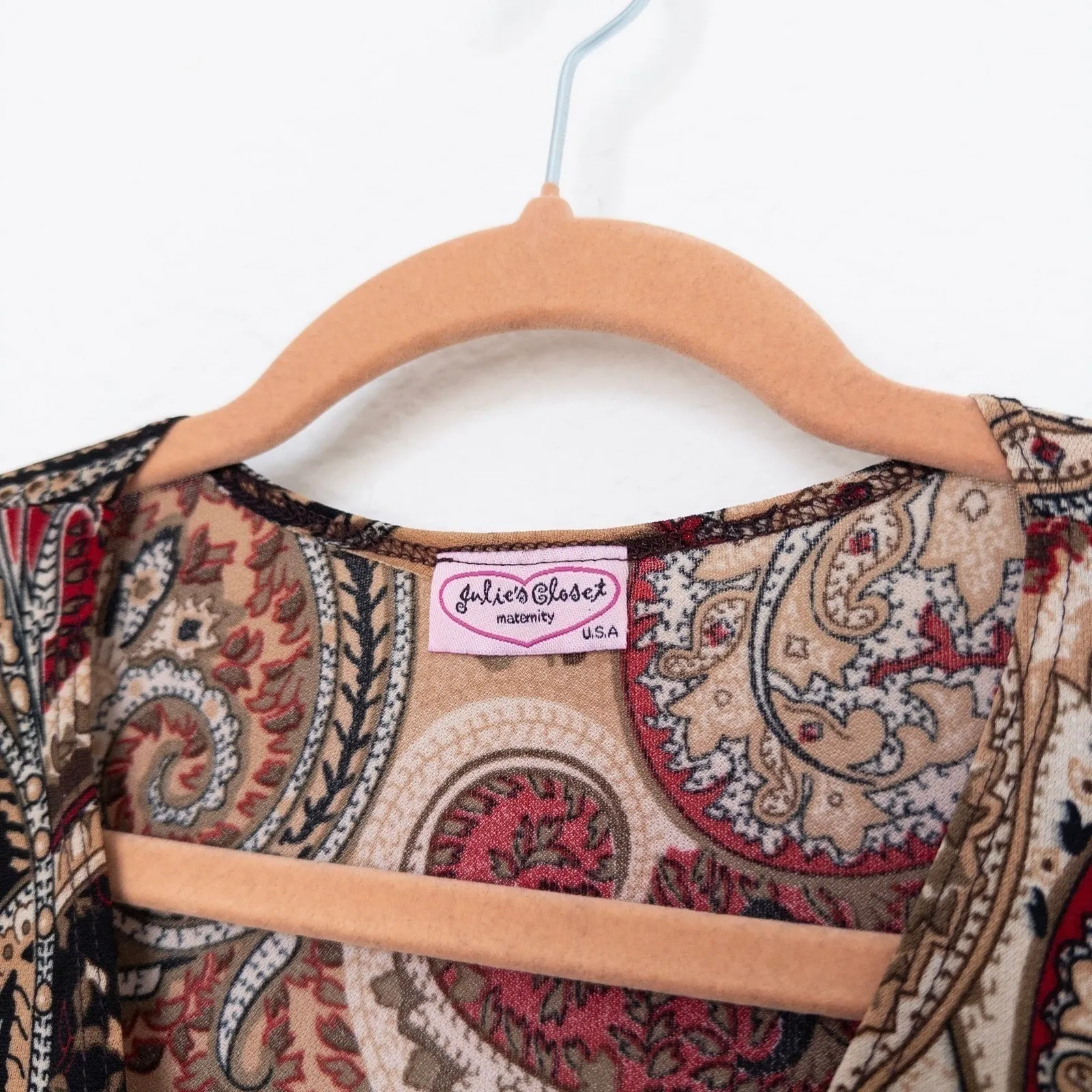 Y2K Julies Closet Womens Babydoll Top Size M Brown Paisley‎ Forest Fairy Boho - Image 4