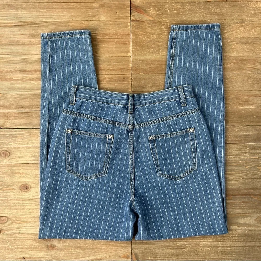 NWT Nasty Gal High Waist Pinstripe Mom Jeans - Image 6
