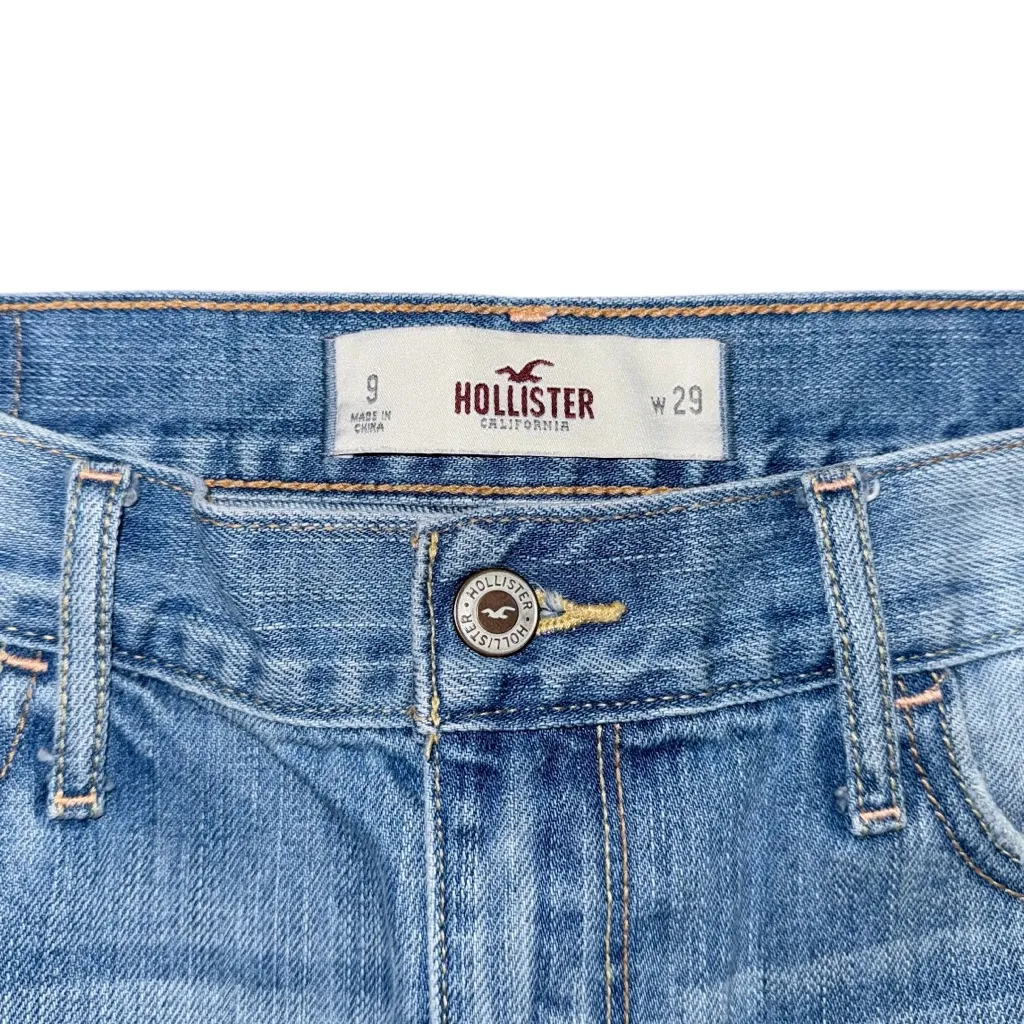 VTG Y2K Hollister High Waisted Jean Shorts Sz 9 / 29 Light Wash Distressed Denim - Image 5