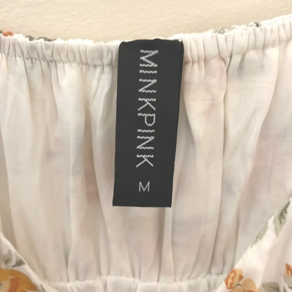 MinkPink Floral Mini Dress White Yellow Foral Smocked Sundress Summer‎ Size M - Image 4