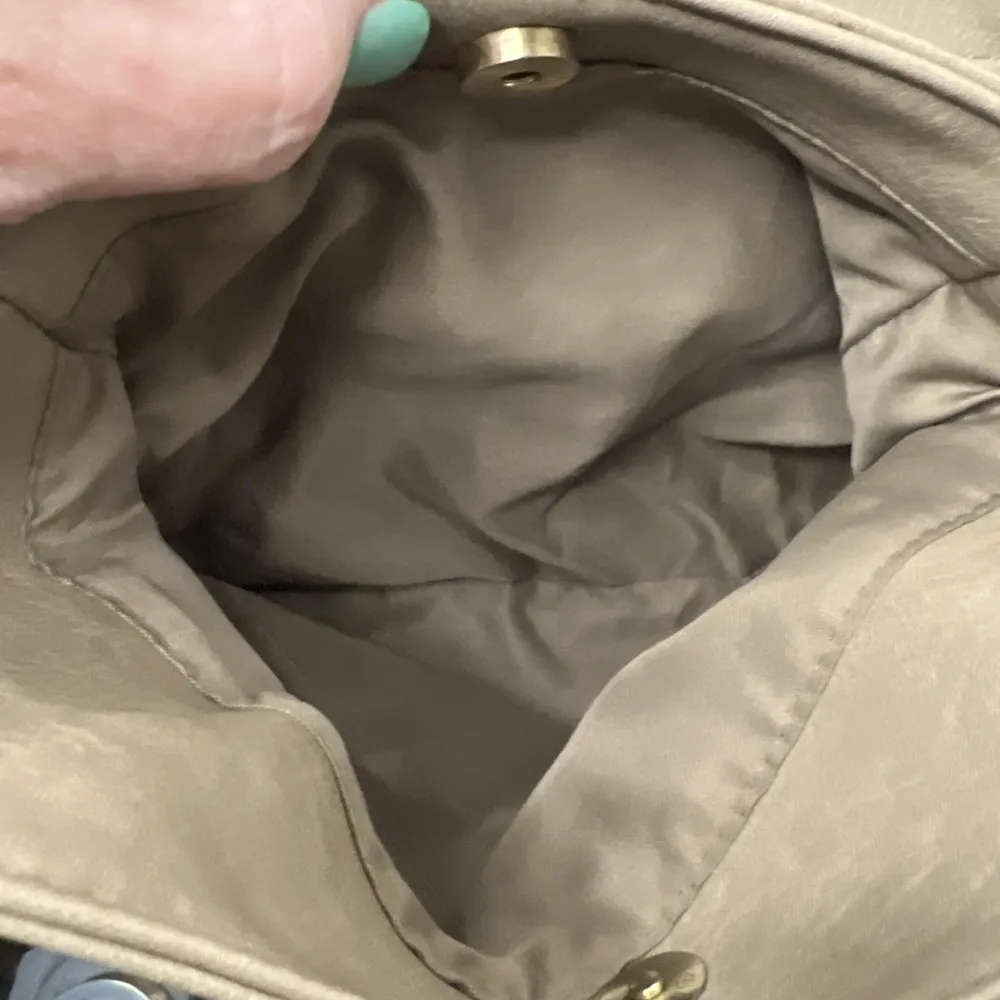 Sasha + Sofi Taupe Brown Gray Faux Leather Shoulder Purse Double Handle Bag - Image 4