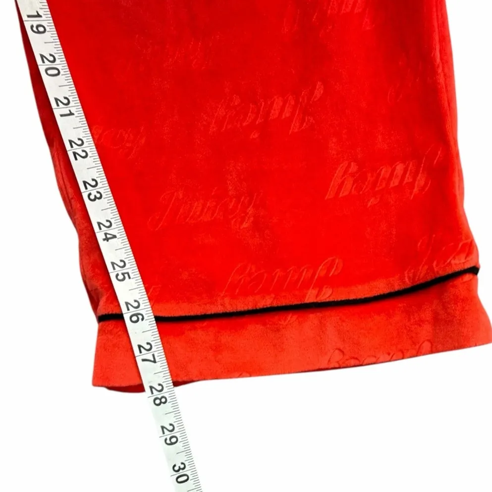 Juicy Couture Velvet Pajama Set Top & Pants Large Red Velour Embossed Logo Cozy - Image 8