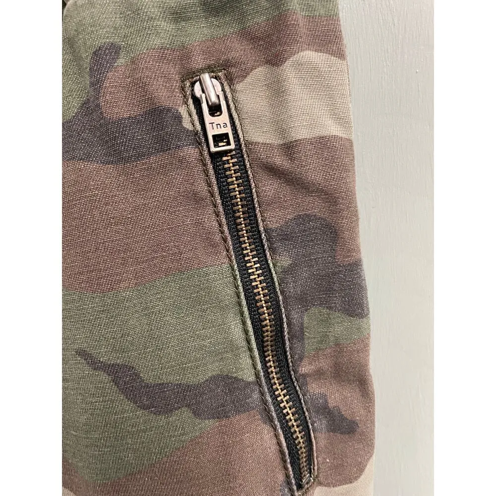 TNA Camo Joggers Size XS Cotton Zipper Pockets Casual Pull On Aritzia Green - Image 2