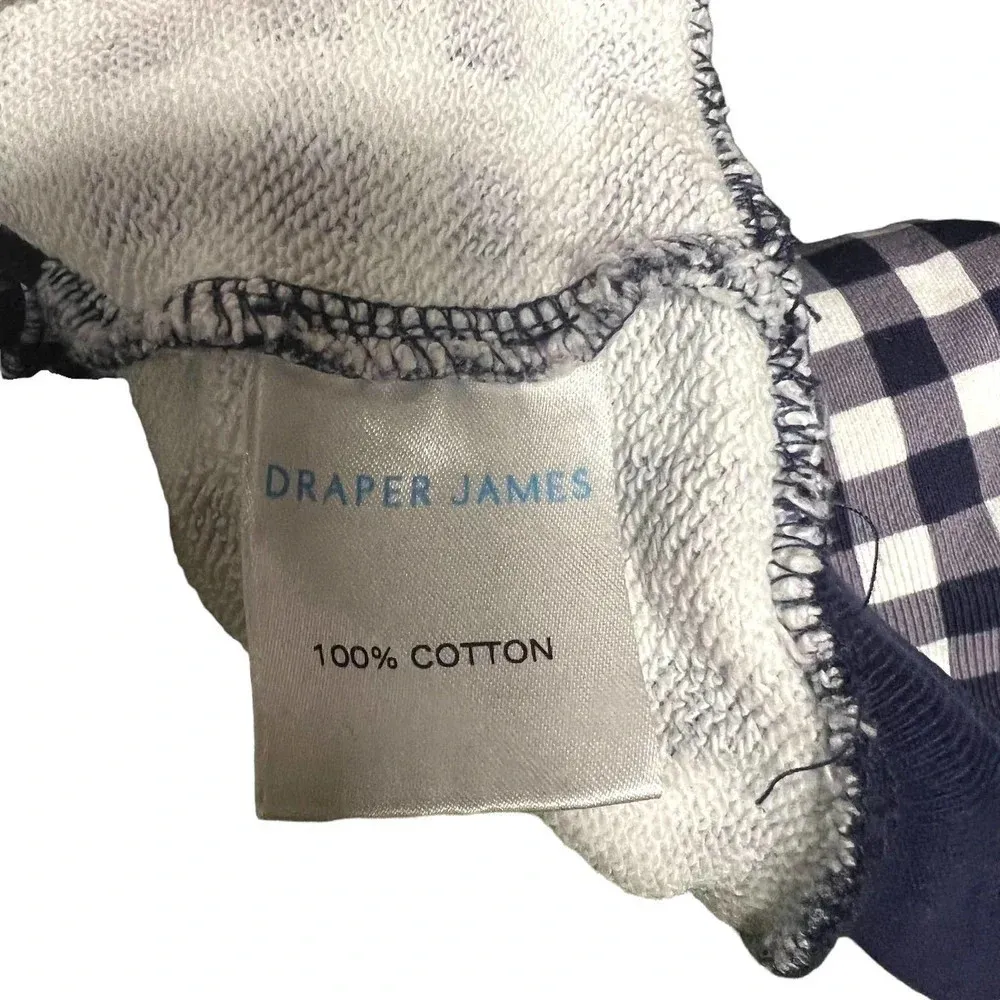 Draper James Natalie Sweatshirt in Navy Blue Gingham Size Medium - Image 9