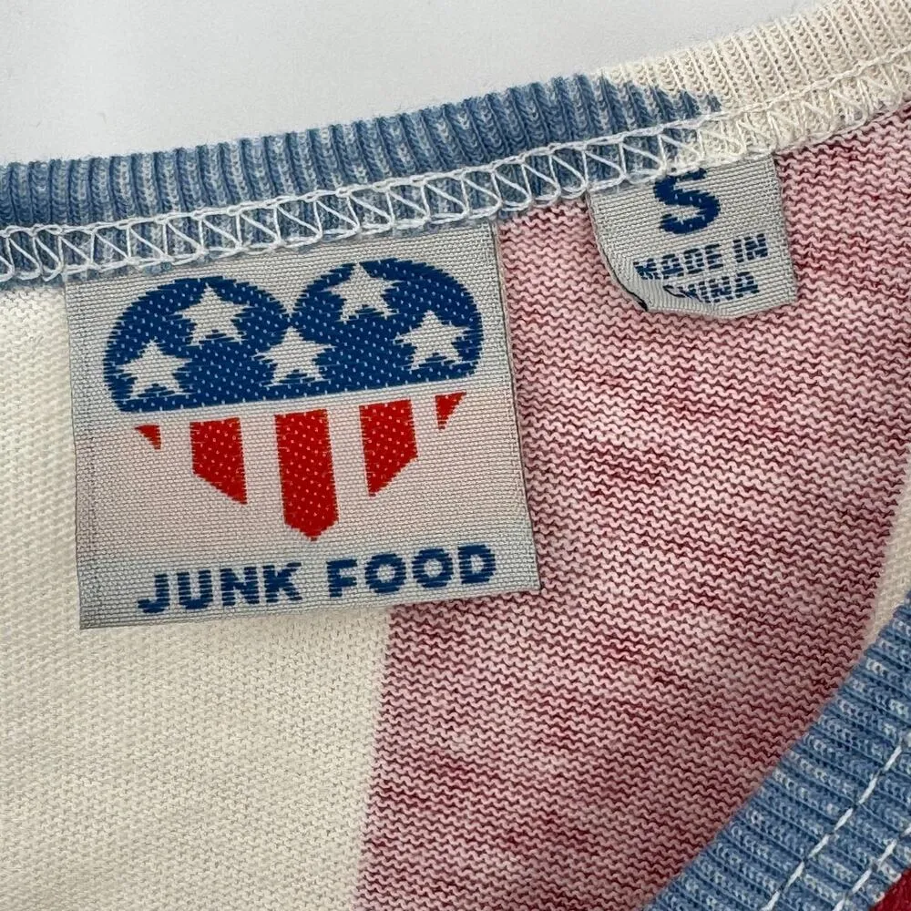 Junk Food romper women's small stars and stripes red white blue sleeveless USA - Image 6
