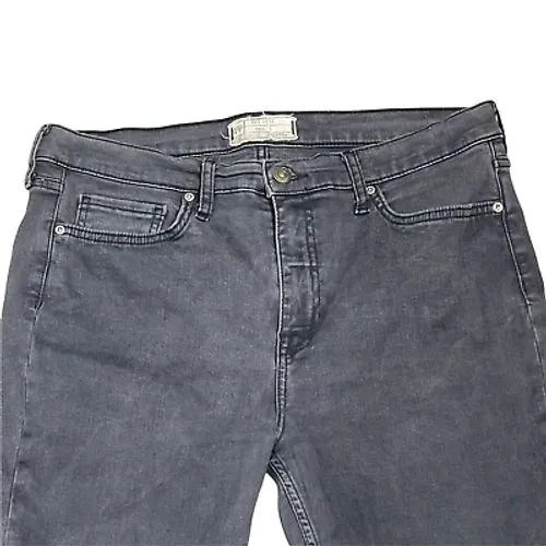Free People‎ Jeans Womens Size 31X27 Black Distressed Denim Stretch Crop - Image 2