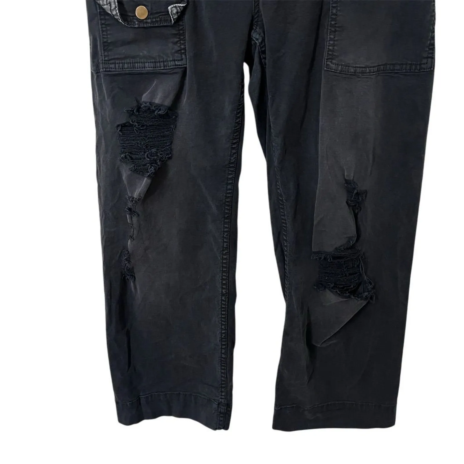 Pilcro Women's Black Cargo Crop Pants Size 26 Utility Pockets Casual Goth Grunge - Image 2