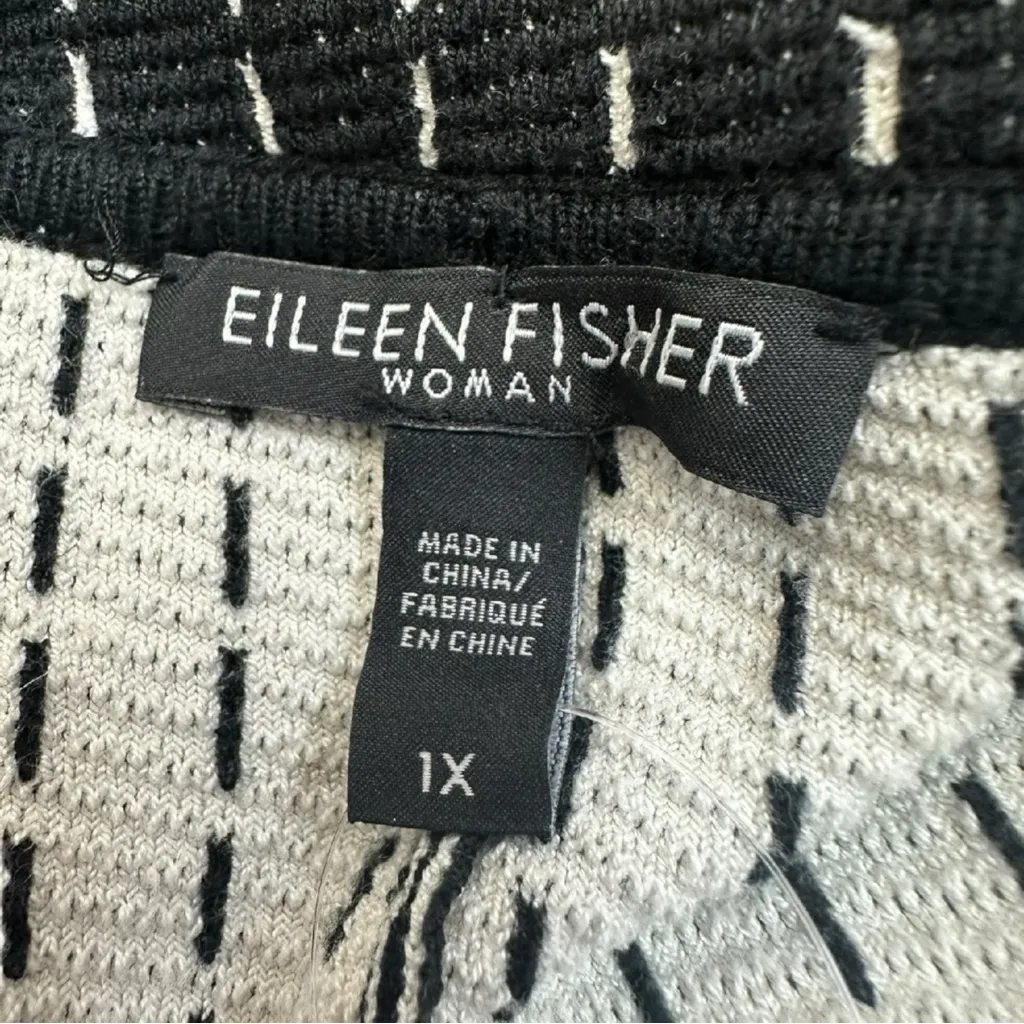 EILEEN FISHER Black Reversible Silk Blend Jacket Size 1X White - Image 7