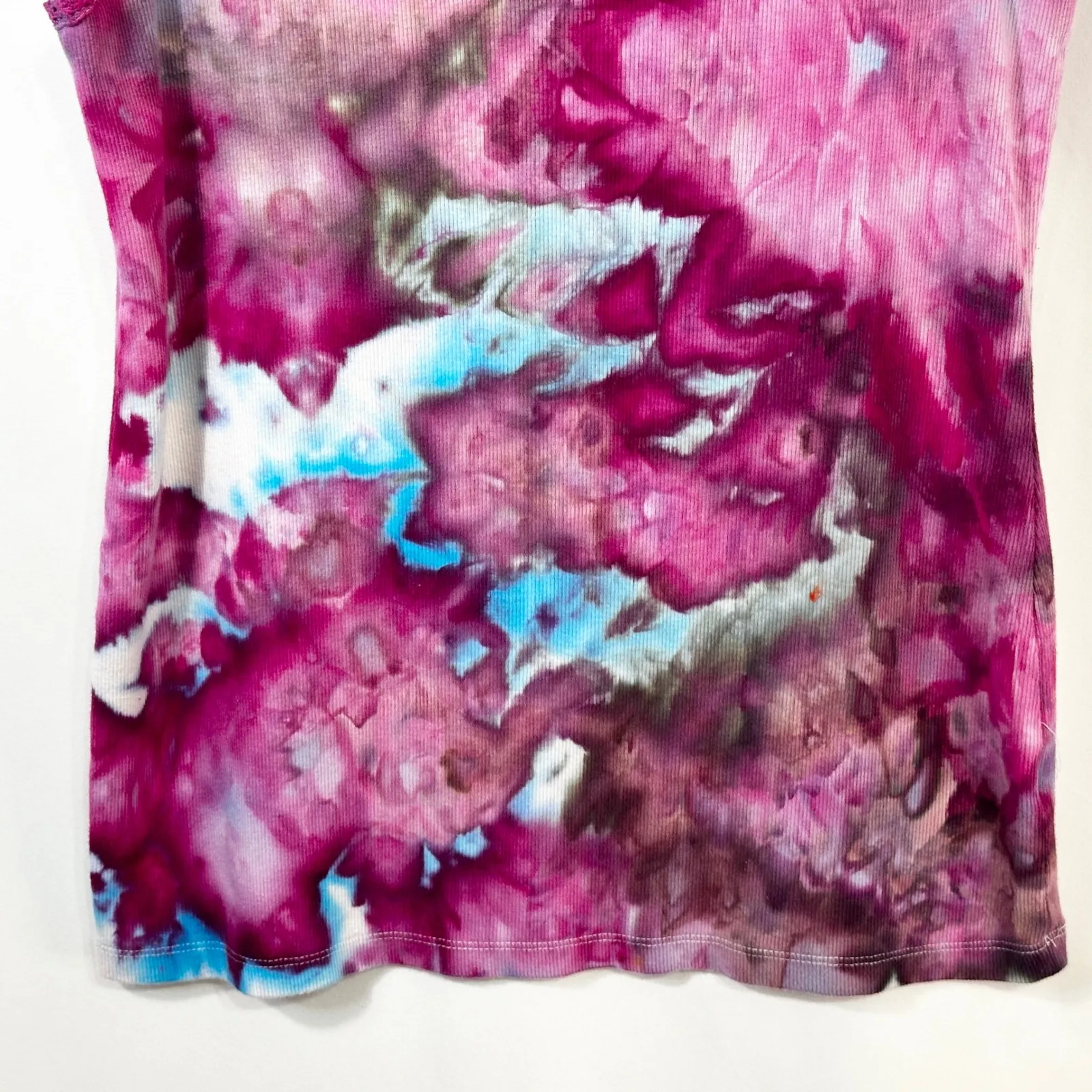 Croft & Barrow Medium Tank Top Handmade Tie Dye Crochet Sleeveless Pink Blue 453 - Image 6