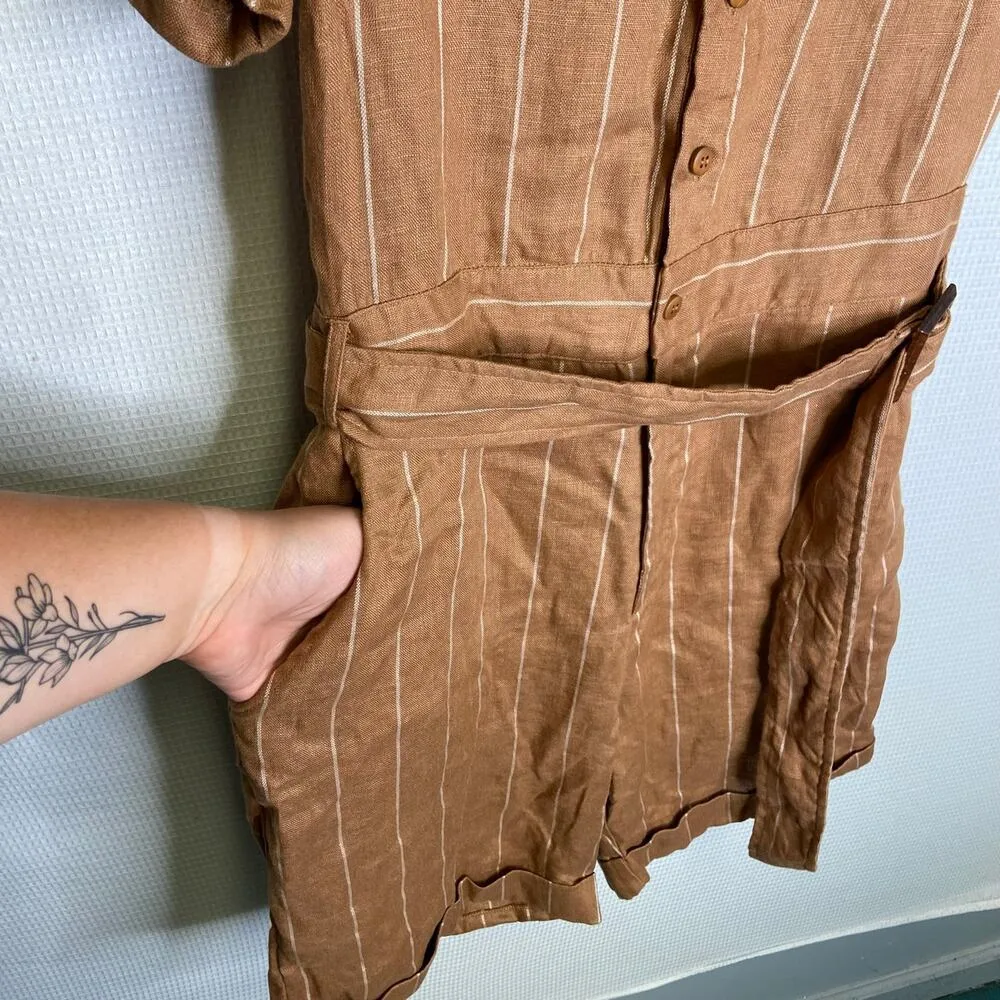 ROOLEE‎ | Womans Romper 100% Linen Medium Brown - Image 7