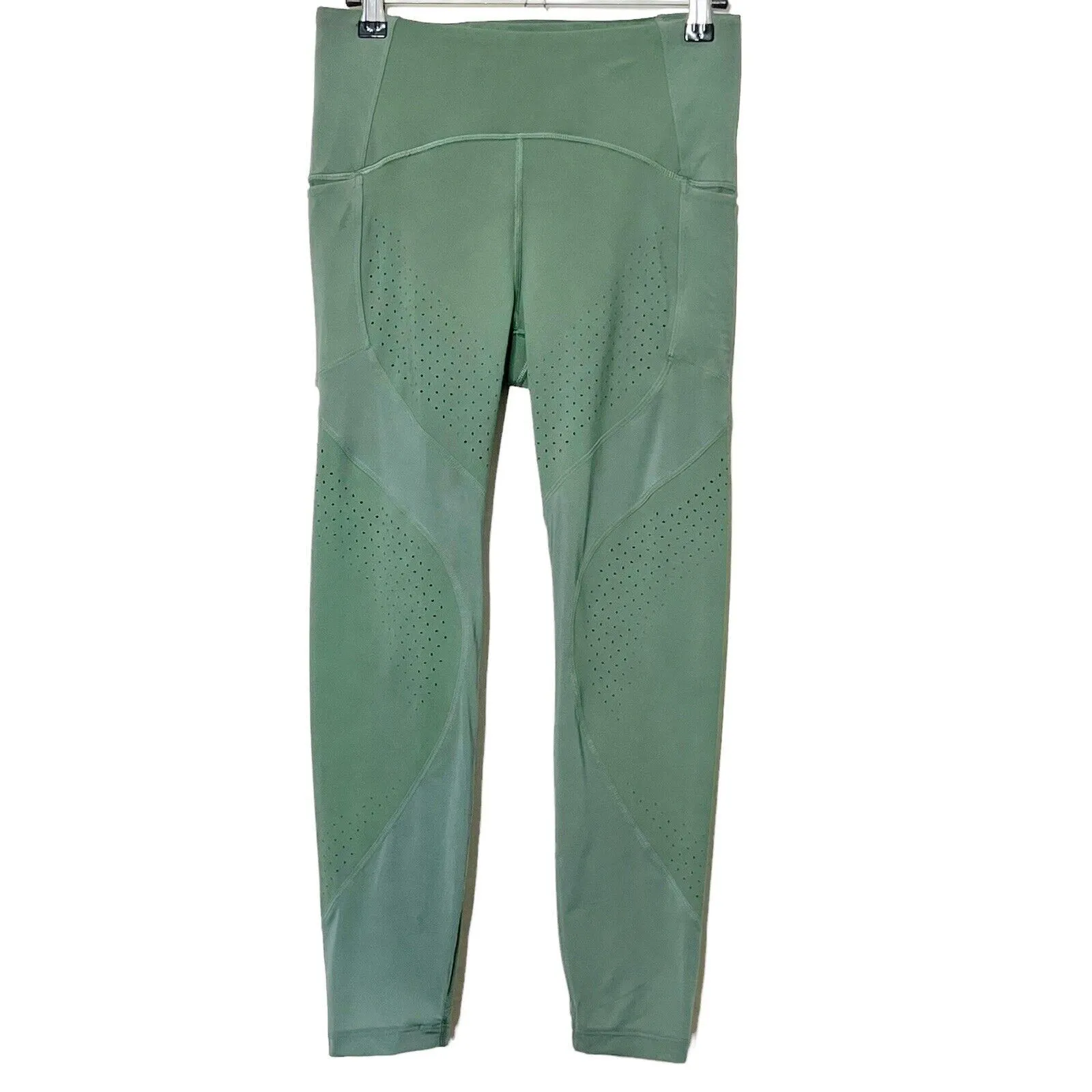 Lululemon Uncovered Strength Leggings Women’s 6 Green Mesh Crop High Rise Gym - Image 2