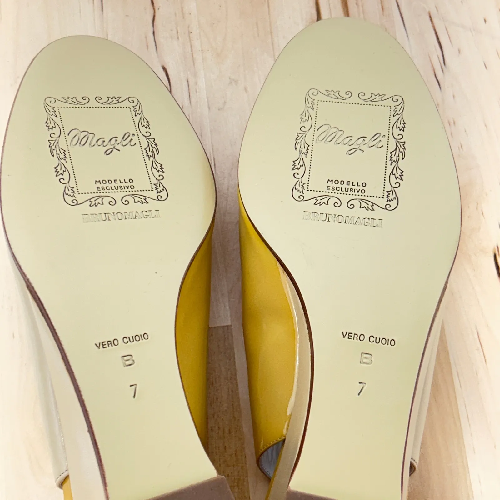 Bruno Magli Womens Peep Toe Tan Beige‎ Leather Wedge Slingback NWOB - Image 8