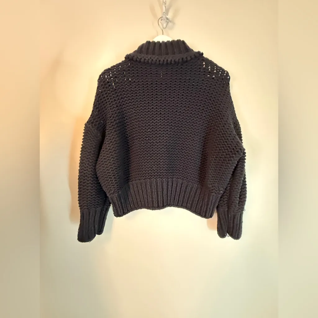 Free People My Only Sunshine Sweater Chunky Knit Turtleneck Oversize Black S EUC - Image 10