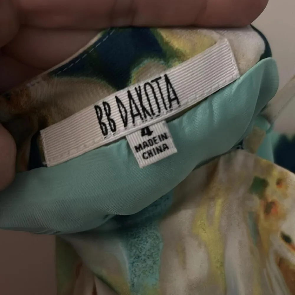 BB Dakota White Floral printed Sleeveless Dress Peplum Soft Semi Formal - Image 8