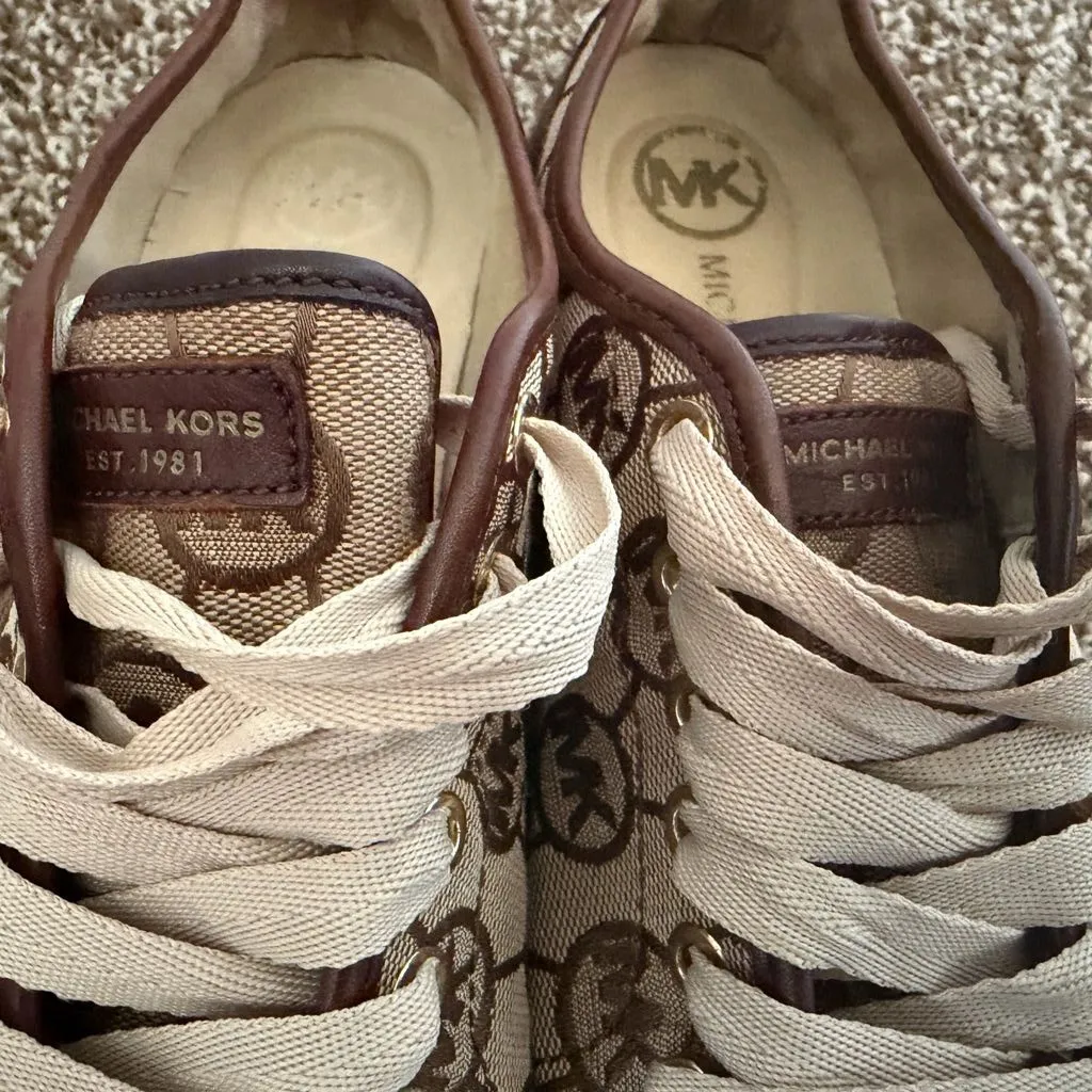 Michael Kors City Lace-Up Sneakers for Women Size 7.5 M Brown - Image 2