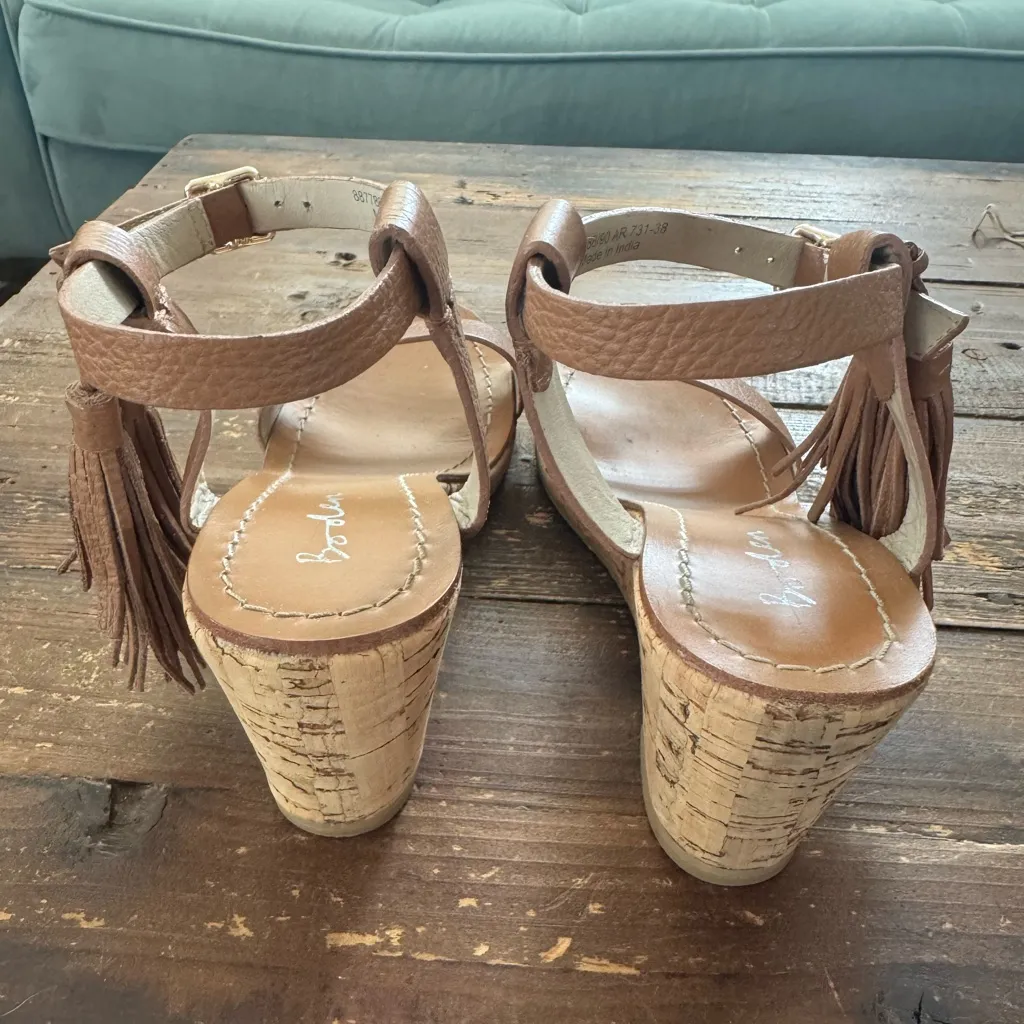 Boden Tassel Cork Wedge Sandal Tan Size 7 - Image 8