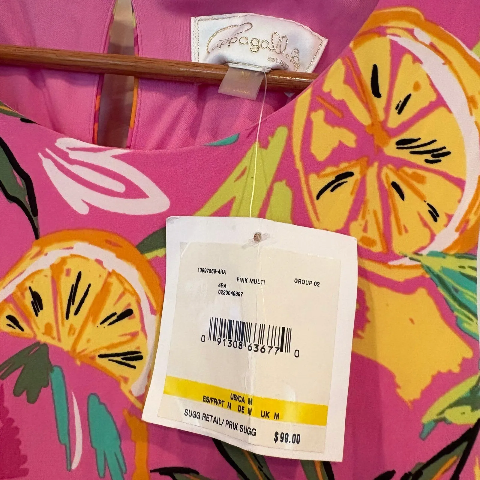 Cappagallo Pink‎ Fruit Pattern Dress Size Medium Pink - Image 6