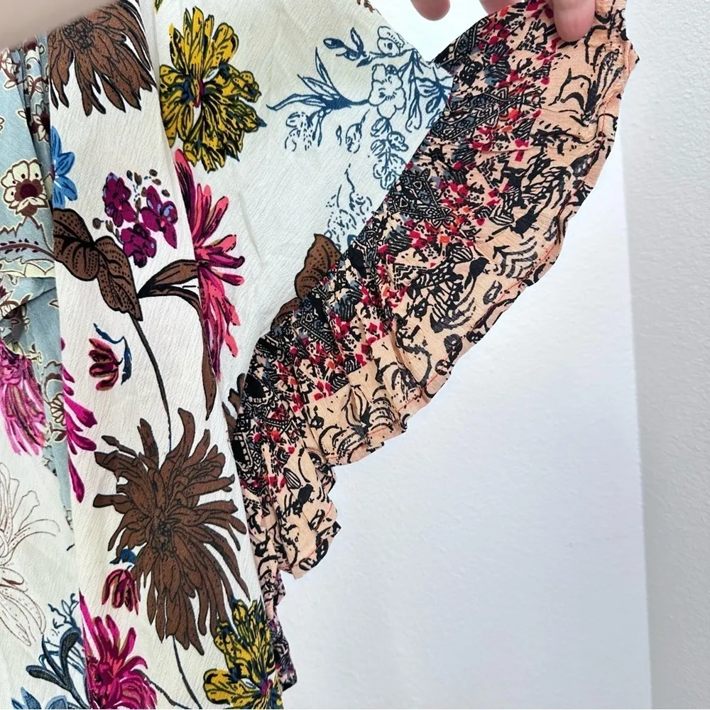 Umgee Mixed Media Ruffle Patchwork Floral Boho Kimono Duster Women's Size L‎ NWT - Image 3