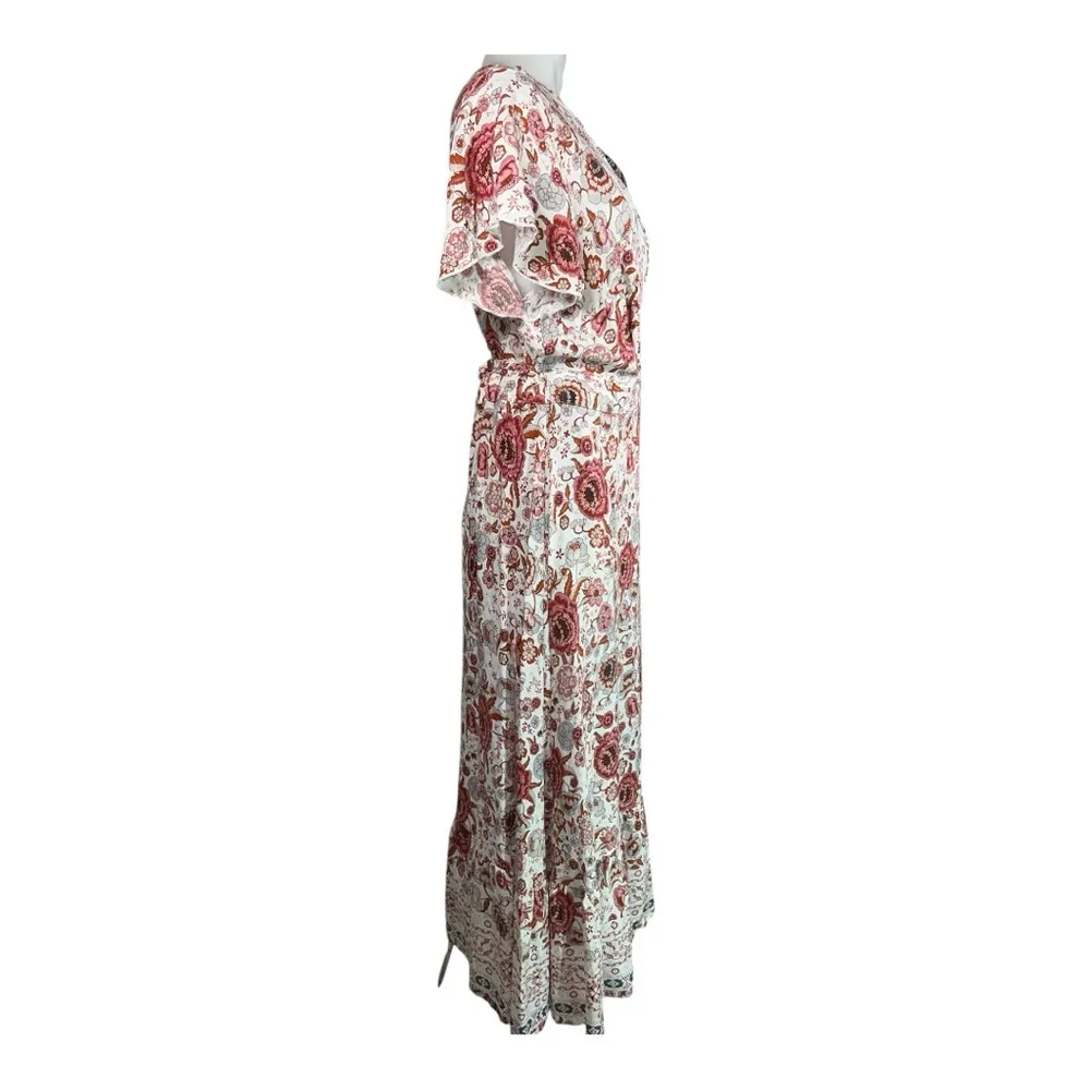 HALCYEEN Elegant Boho Maxi Dress with Flowing Silhouette White/ red flowers XXL White - Image 10