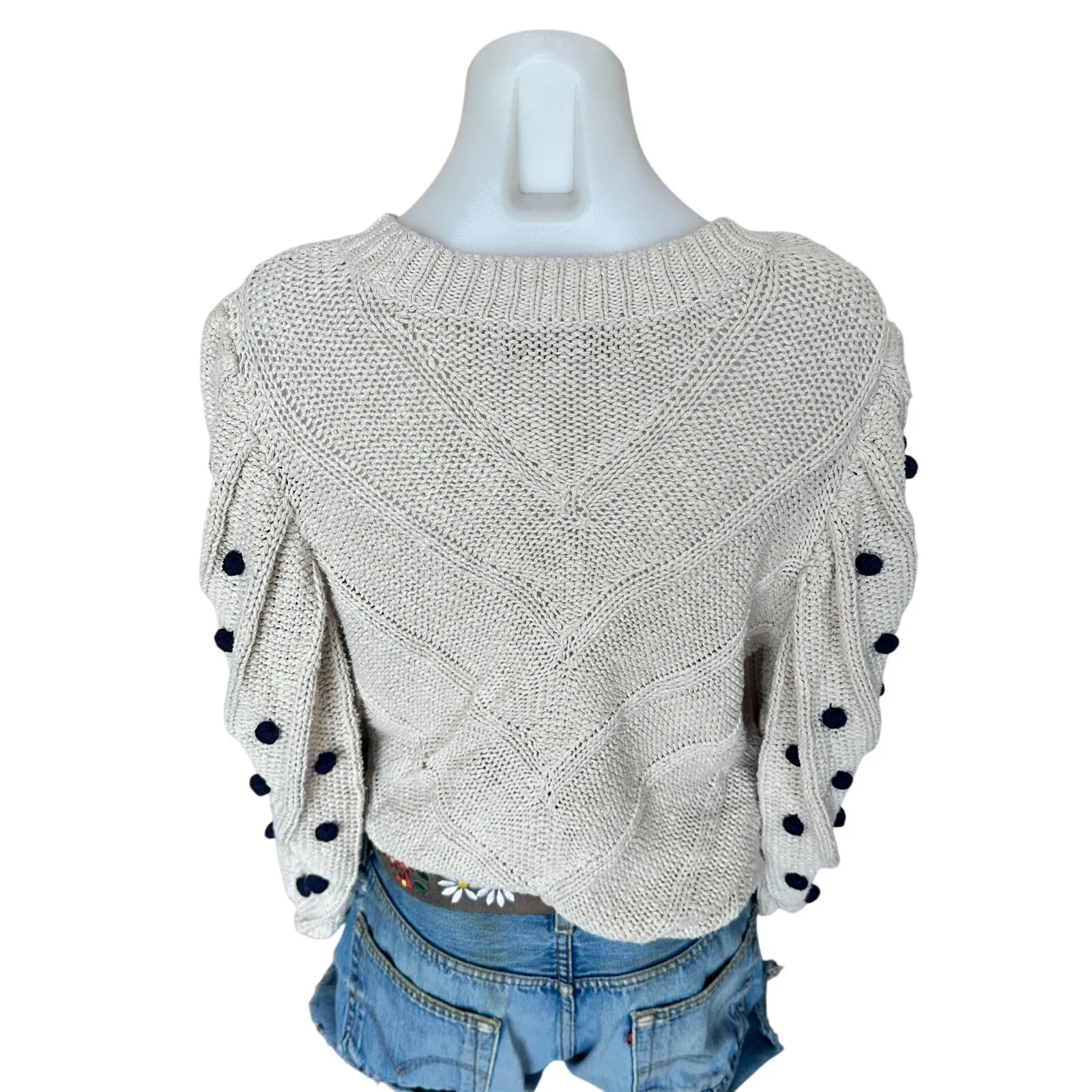 Marie Oliver White Balloon Sleeve Sweater XL Cottage Cotton Bobble Designer $258 - Image 10