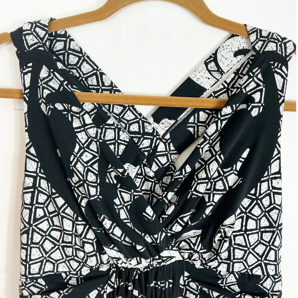 Soma Womens Maxi Dress Grecian Tile Cross Back Black White Medium - Image 2
