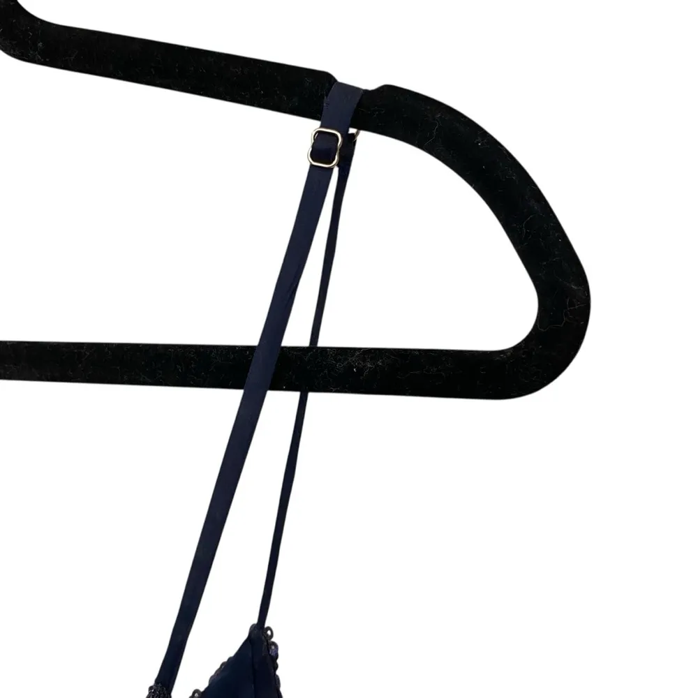 MISHA Avery Sequin Slip Midi Dress With Slit & Low Back In Blue Size 4 - Image 8