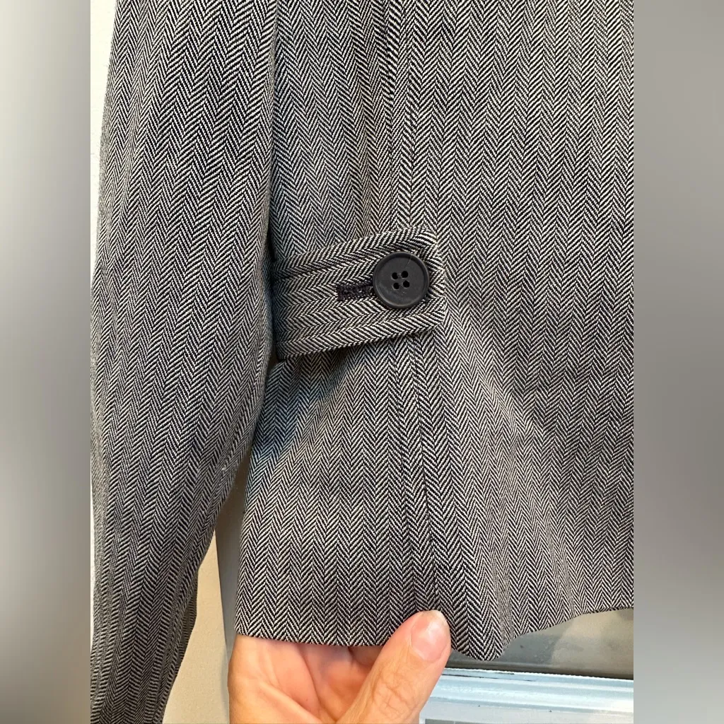 Vintage Pendleton 100% Wool Zip Up Charcoal Gray Tweed Herringbone Jacket Size 6 - Image 7