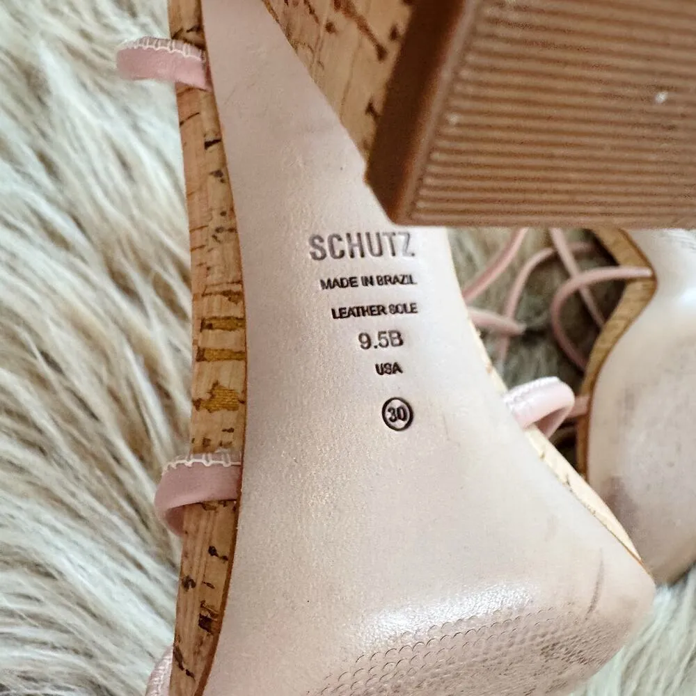 Schutz Suzy High Block Heel Sandals in Sweet Rose Cork Size 9.5 - Image 6
