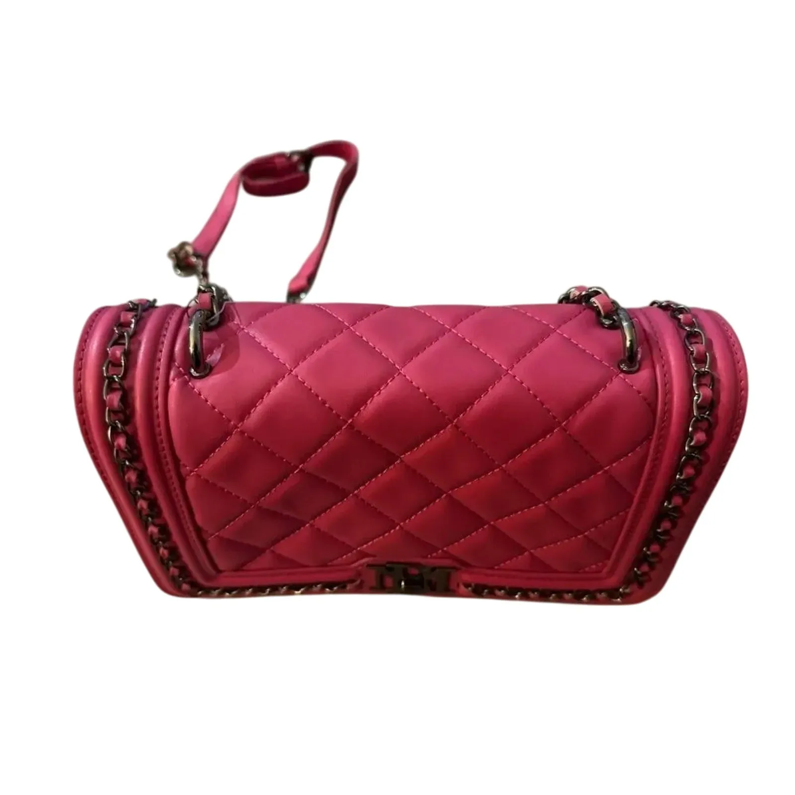 Badgley Mischka  Solid Chain-Link Crossbody Bag in Pink Leather, New with Tag - Image 13