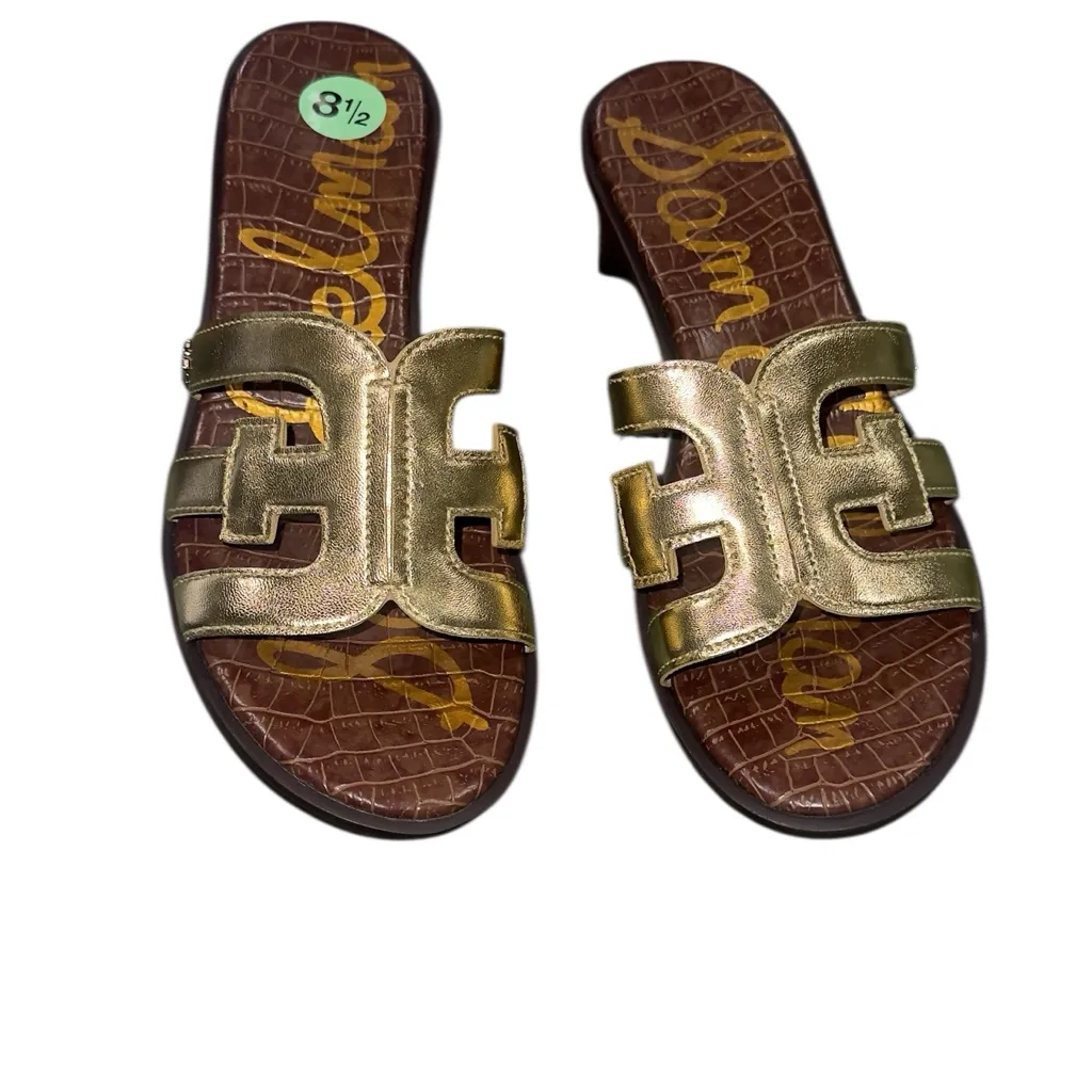 NEW SAM EDELMAN TASHA SLIDE SANDAL Gold Brown SZ-8.5 Slip On - Image 5