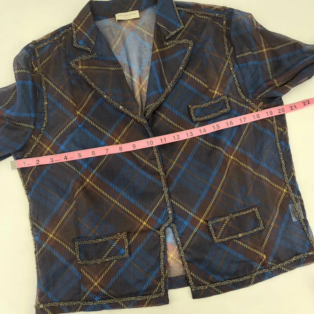 Dries Van Noten Beaded Plaid Blouse - Image 9