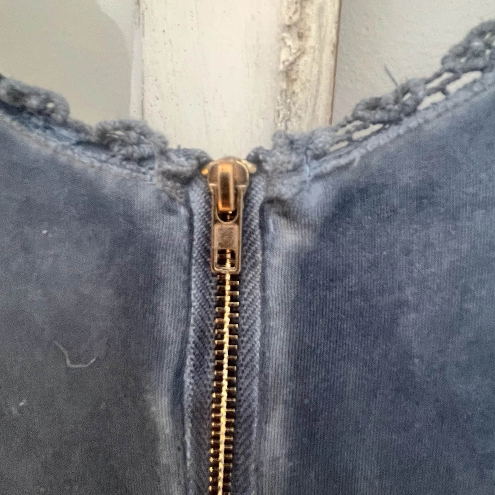 POL Beckah Dress Midnight Dusty Blue Boho Dress Zipper Size M - Image 9