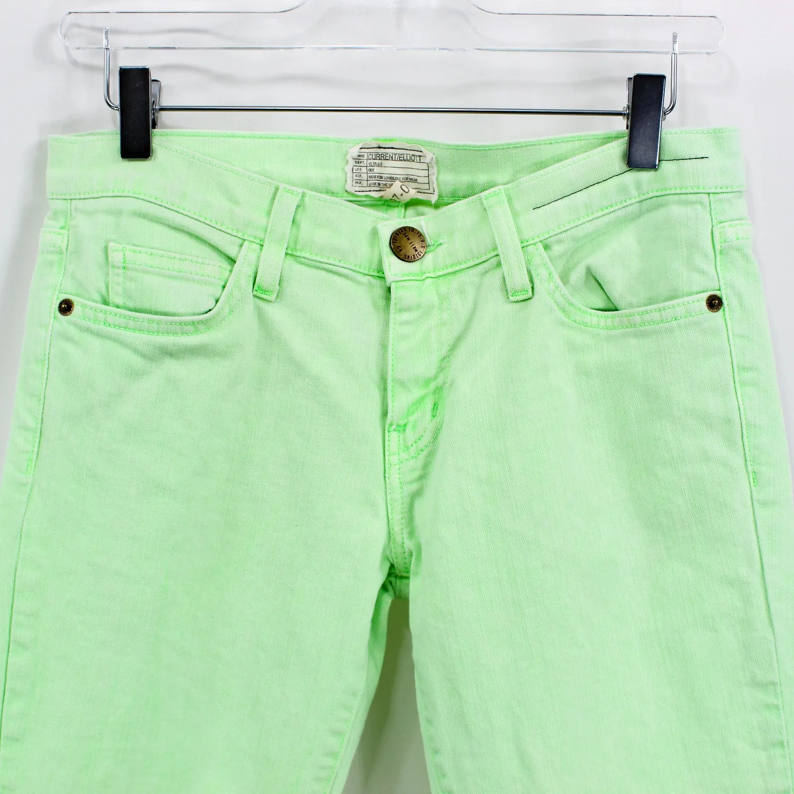 CURRENT / ELLIOT Lime Green The Stiletto Denim Skinny Jeans - Image 7