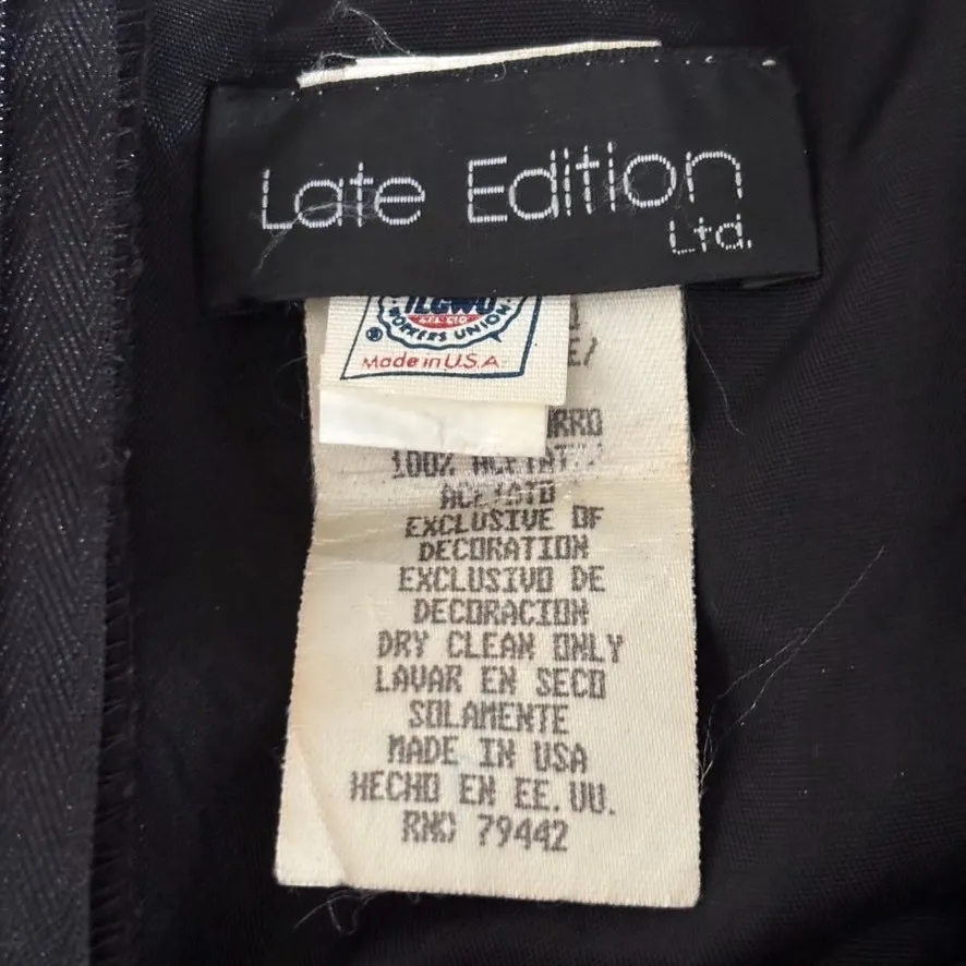 Vintage Late Editions LTD Party Dress Sz 8 80s 90s Sheer Black Satin‎ - Image 4