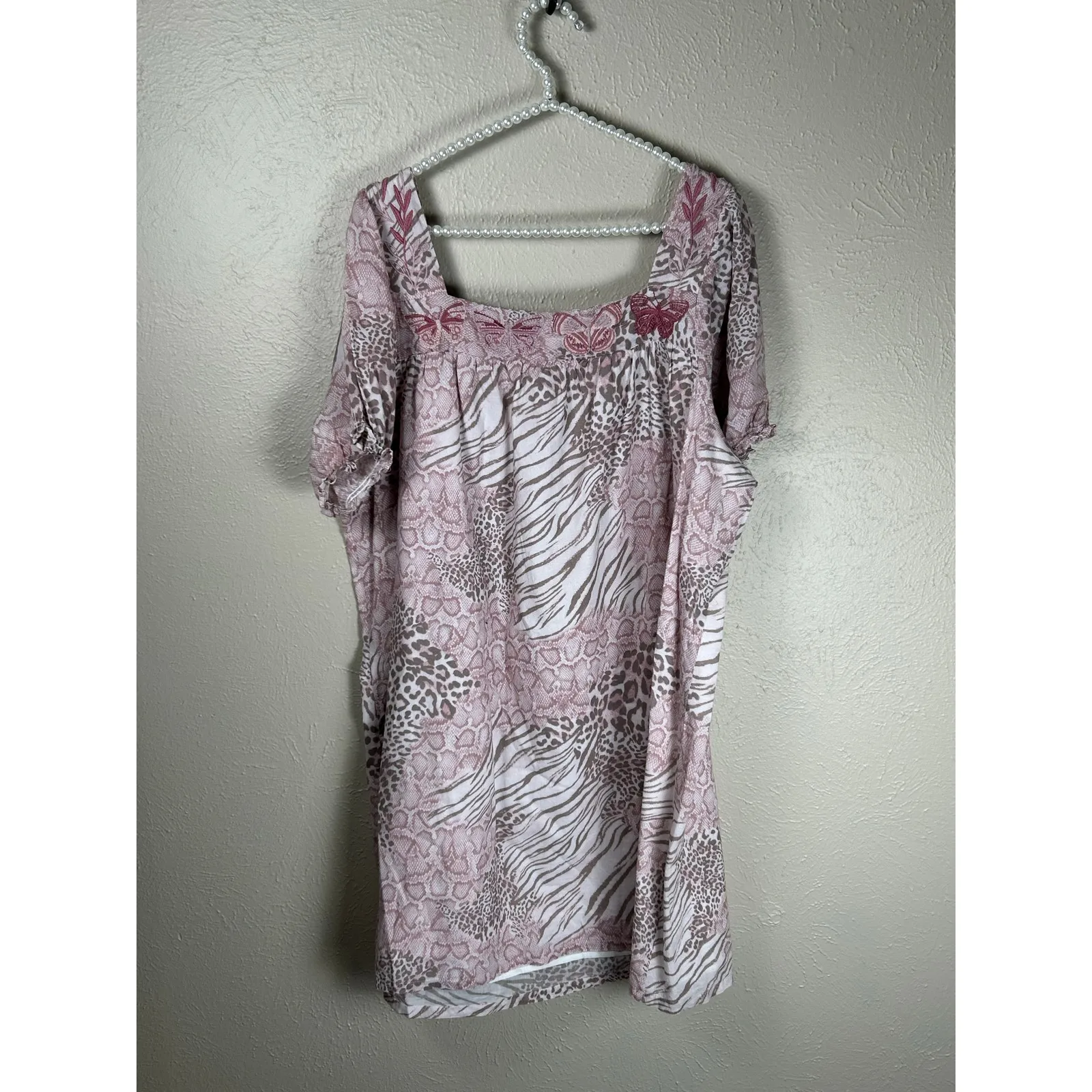Johnny Was Jayla Square Neck Park Dress Size XL Pink Animal Print Embroidered - Image 9