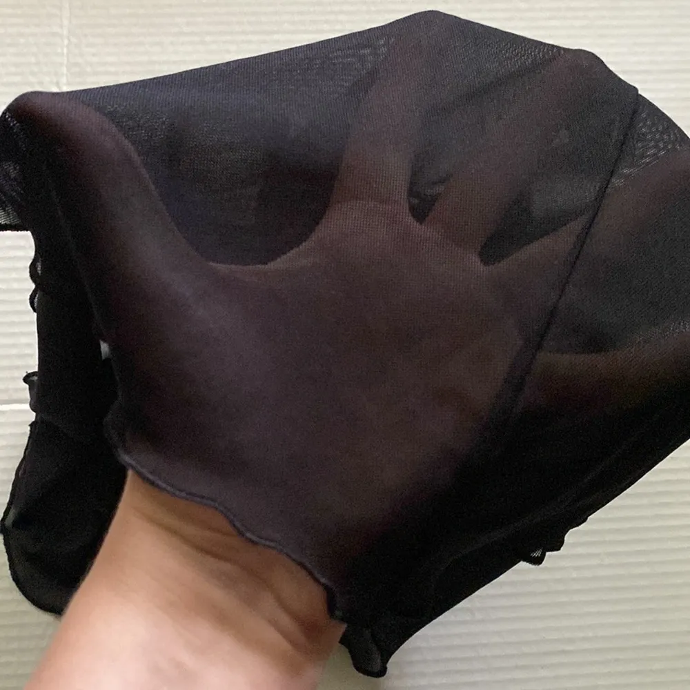 Vintage Pretty Lady black nylon lace trim short slip nightie, size medium - Image 5