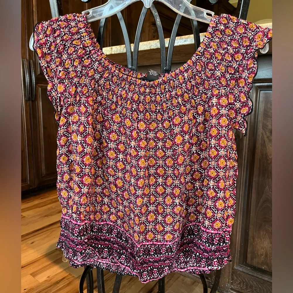 Smocked Crop Top Peasant Flowy New Shirt Womens XS - Image 7