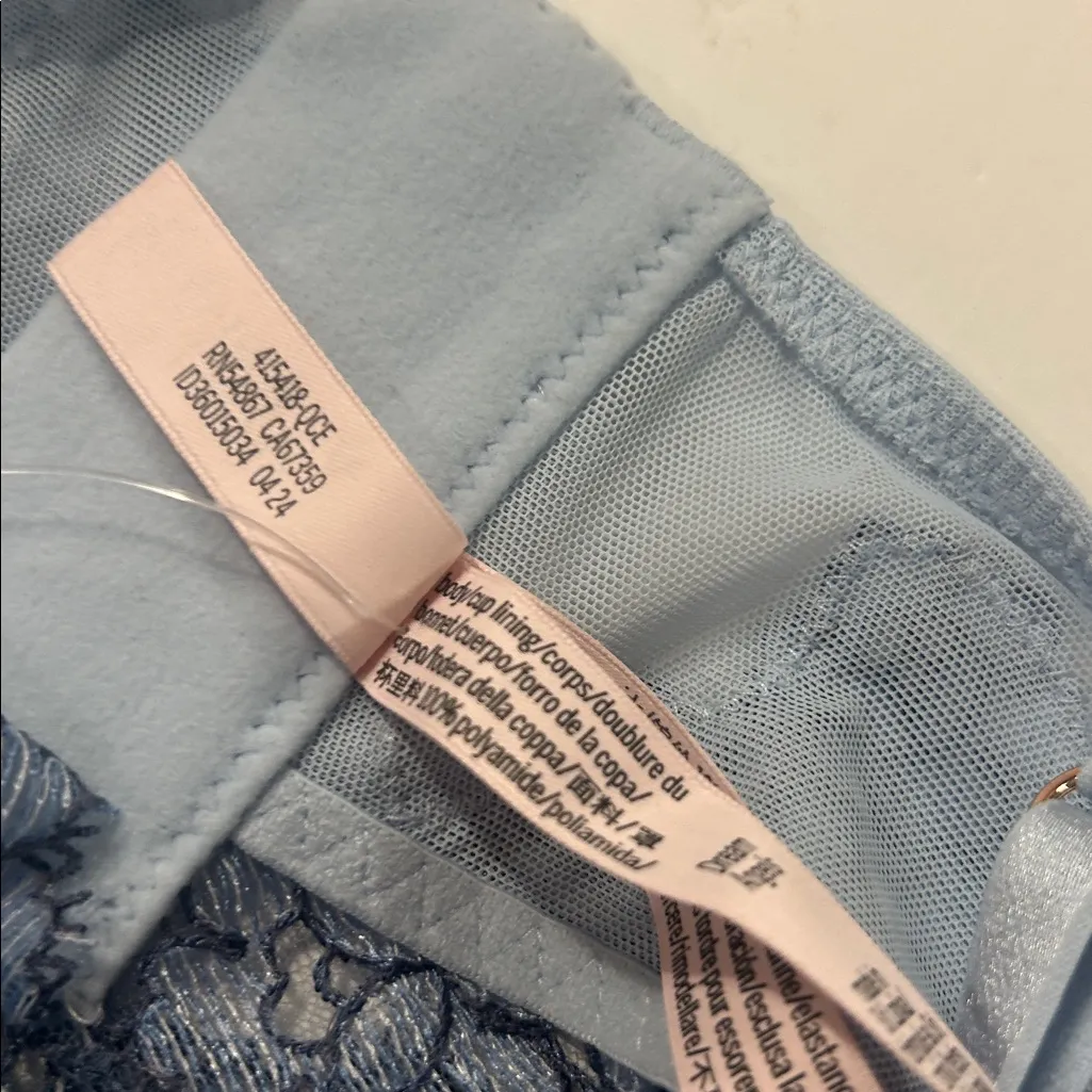 Victoria's Secret New blue floral lacy Bralette Dream angels  romantic Small DD - Image 5