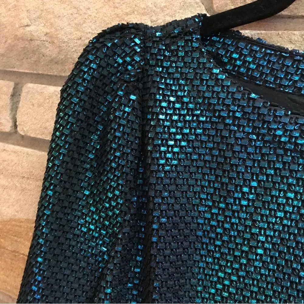 Free People Diamonds Are Forever Blue Metallic Dress Small Mermaidcore - Image 7