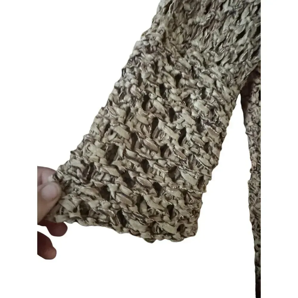 Sigrid Olsen open weave handmade silk blend sweater art to wear unique - Image 3