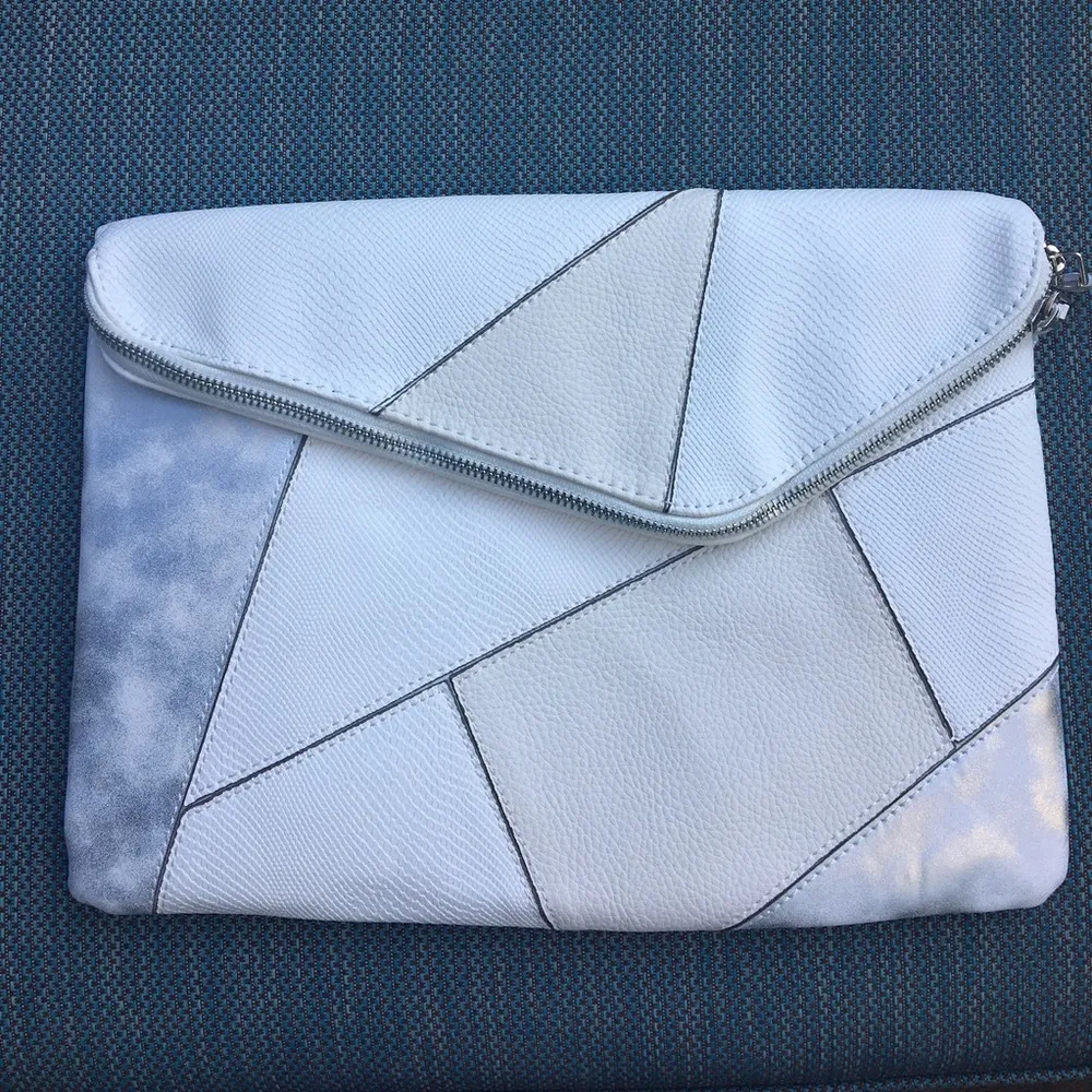 Nasty Gal White Grey Right Angle Geometric Patchwork Clutch - Image 3